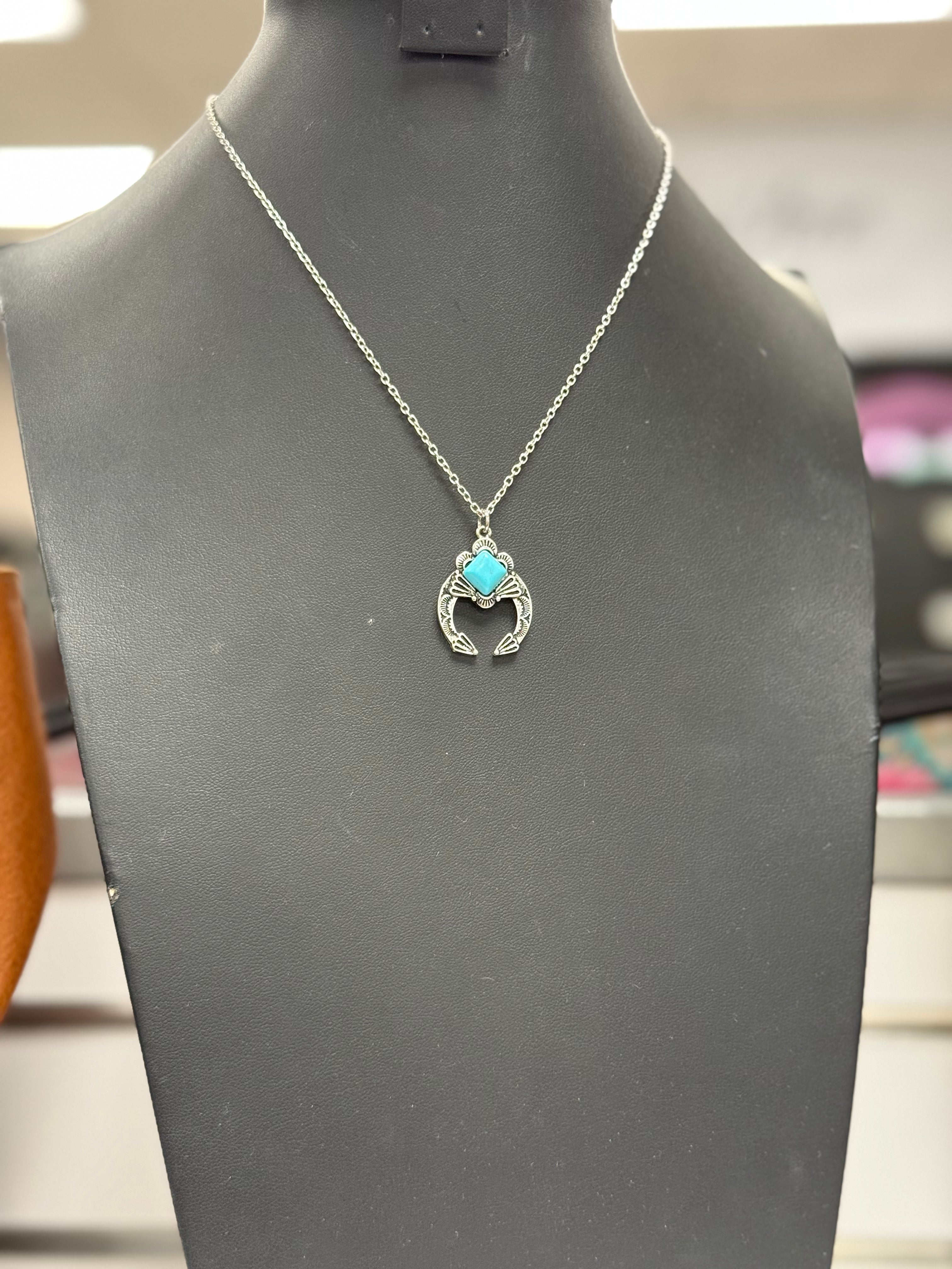Turquoise Stamped Naja Pendant Necklace
