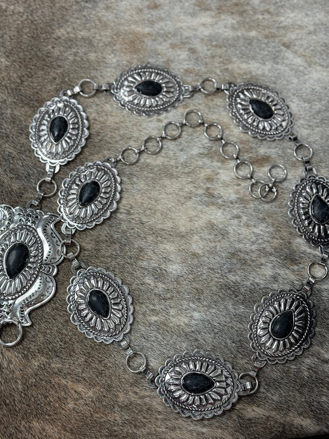 Silver Inspired Black Concho Belt