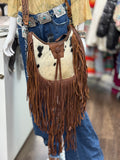 Leather Hair-On Cowhide Fringe Crossbody