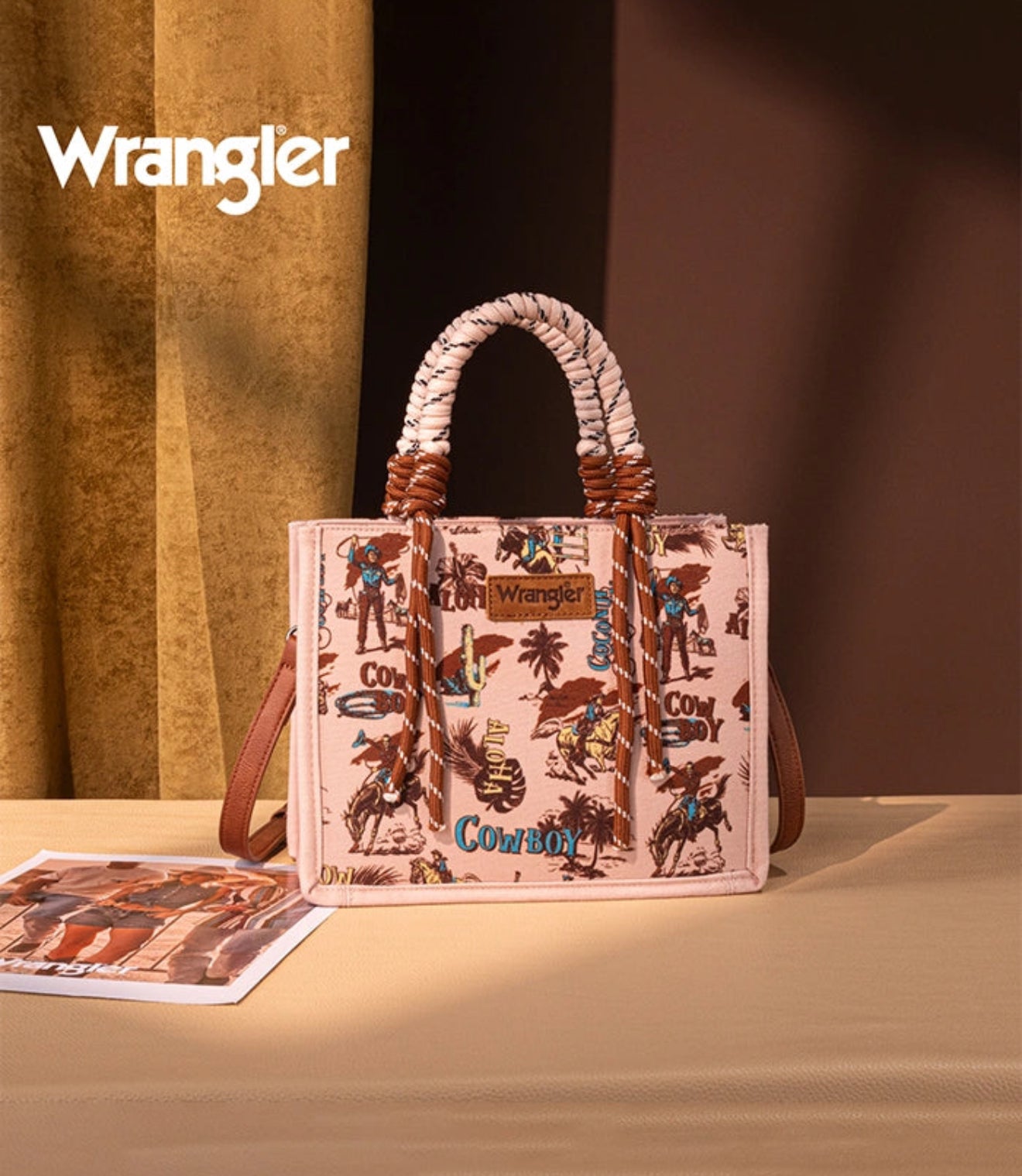 Wrangler Pink Wild West Rope Tote Crossbody