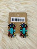 Multi-Colored Ribbon Cluster Post Earrings