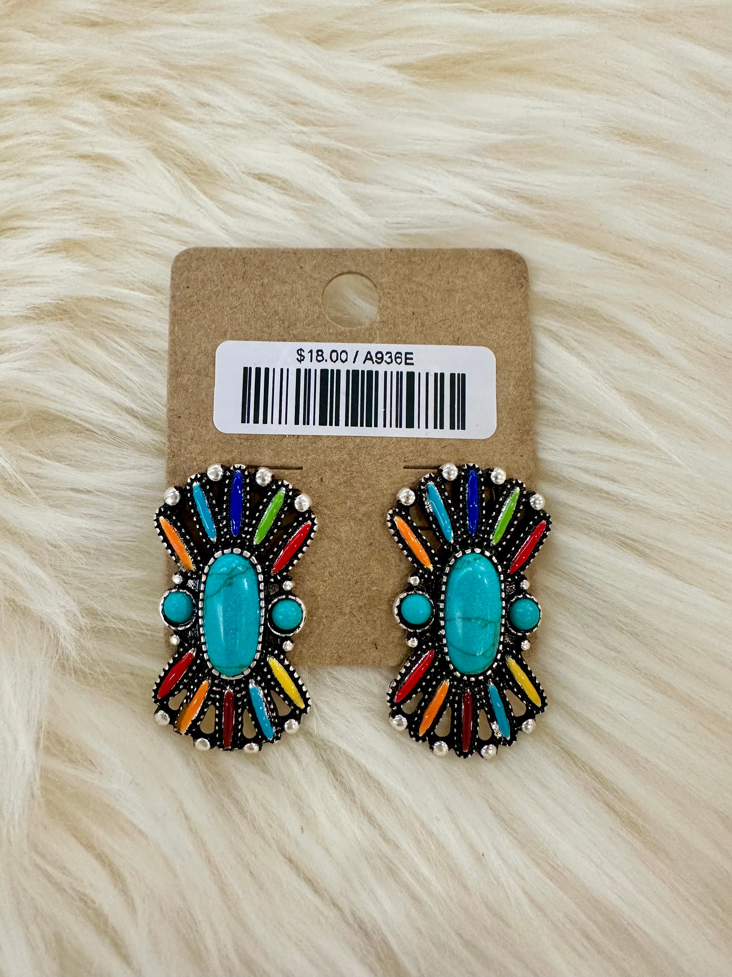 Multi-Colored Ribbon Cluster Post Earrings