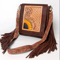 Hand Tooled Leather Sunflower Crossbody