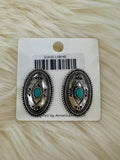 Turquoise Stamped Concho Post Earrings