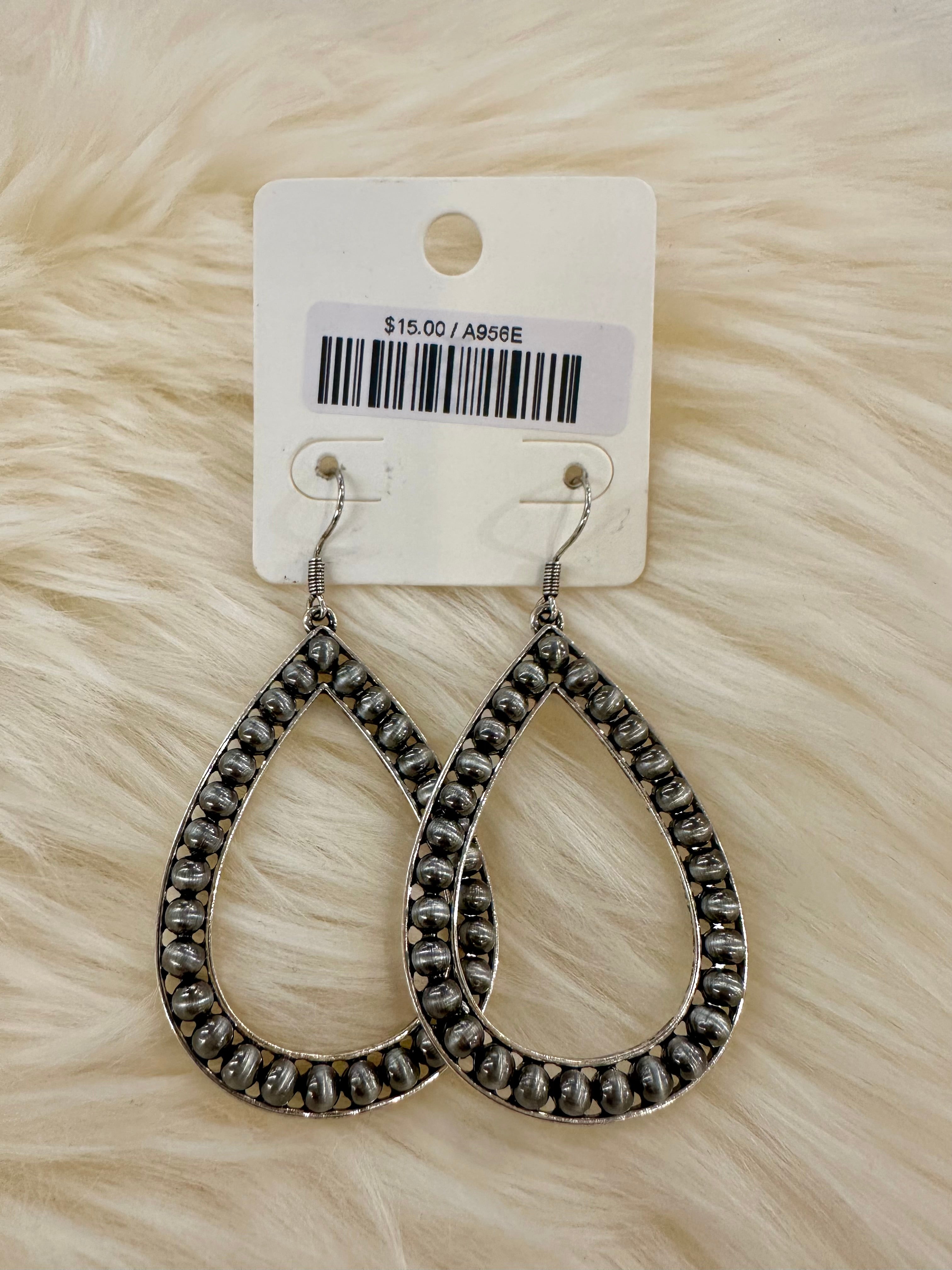 Pearl Bead Hoop Fishhook Earrings