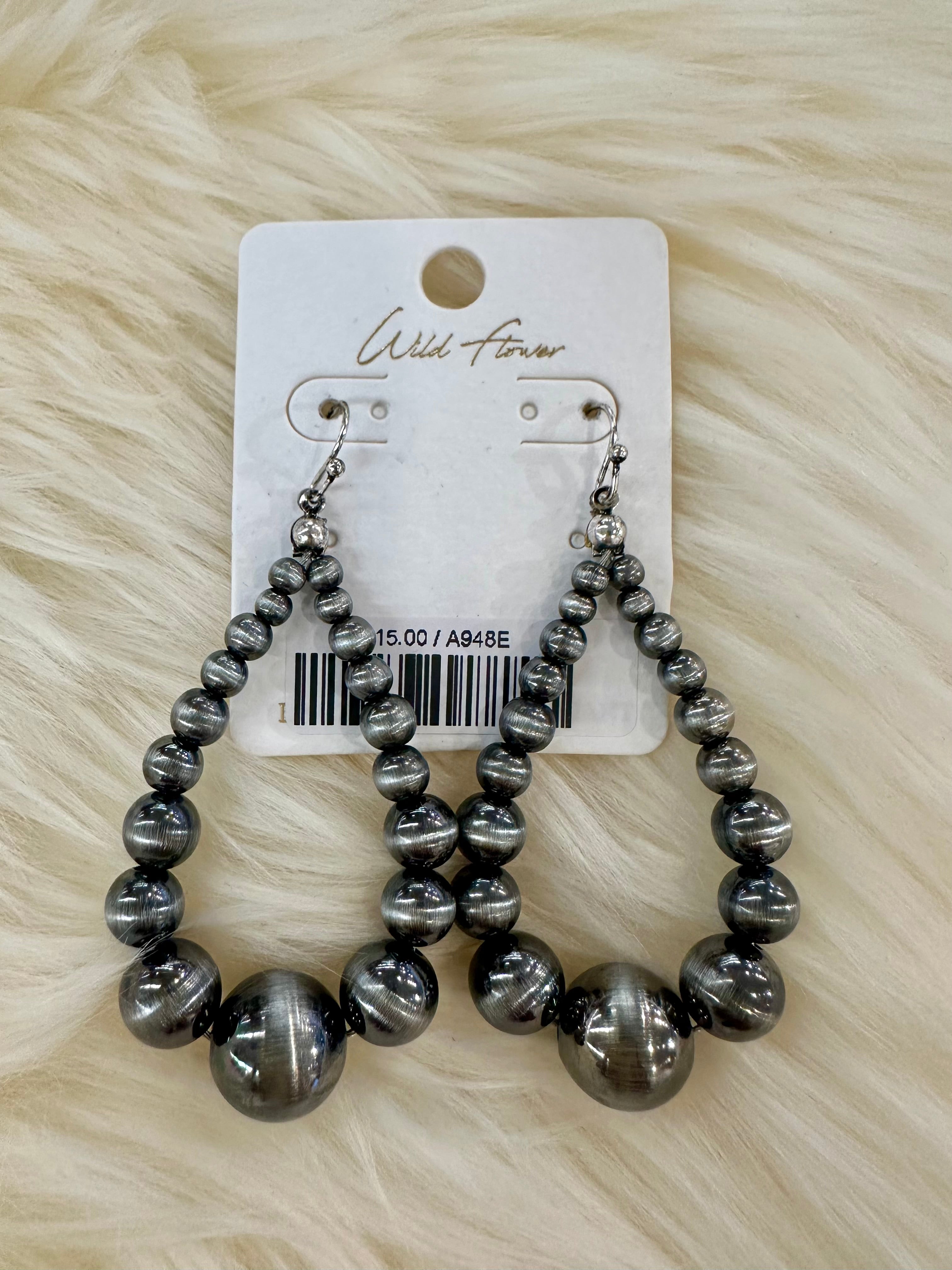 Silver Pearl Hoop Fishhook Earrings