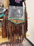 Hand Tooled Leather Clear Crossbody