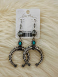 Stamped Turquoise Naja Fishhook Earrings