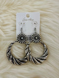 Silver Stamped Hoop Fishhook Earrings