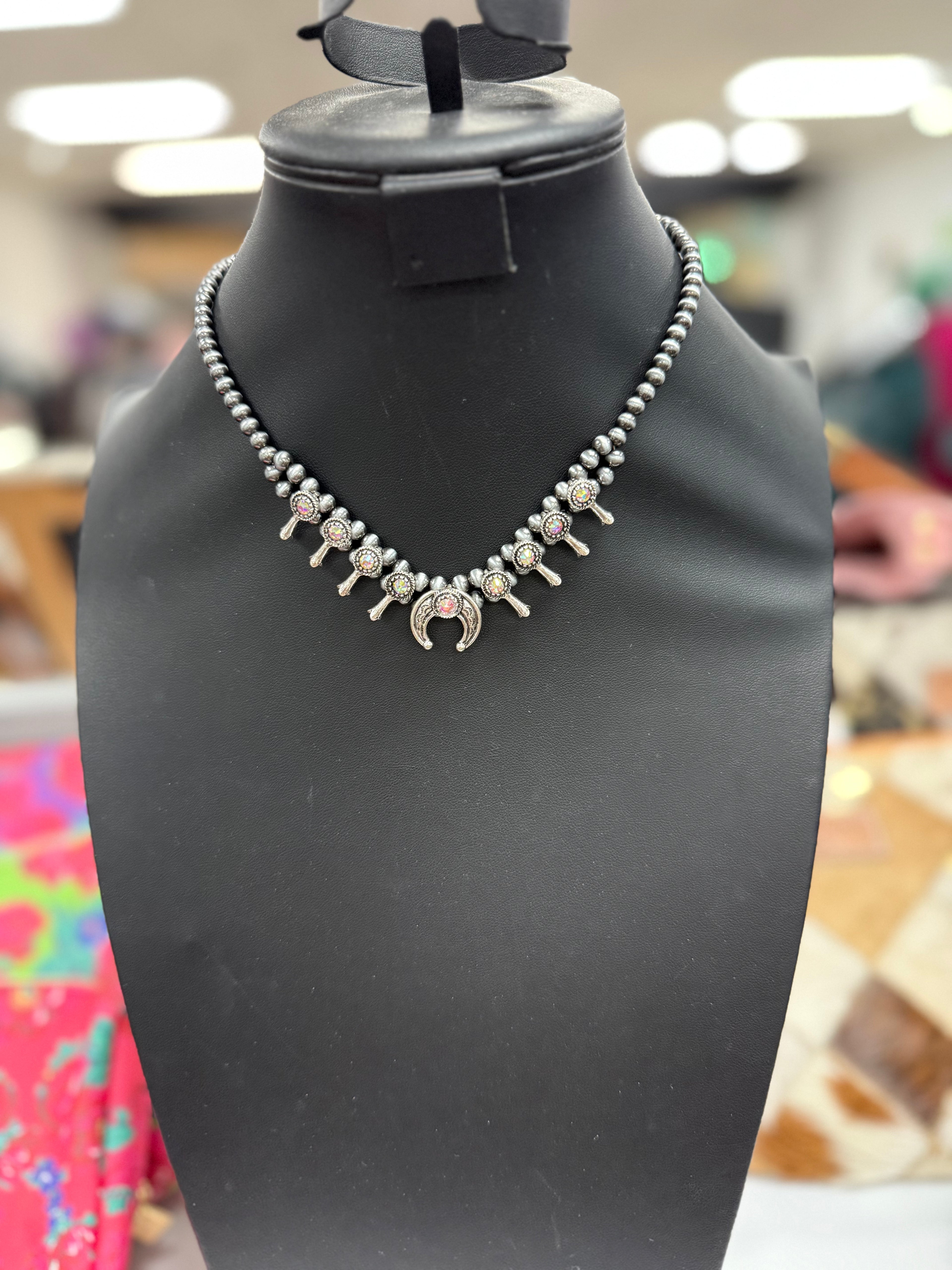 Crystal Mini Squash Blossom Necklace