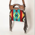 Hand Tooled Woven Fringe Crossbody