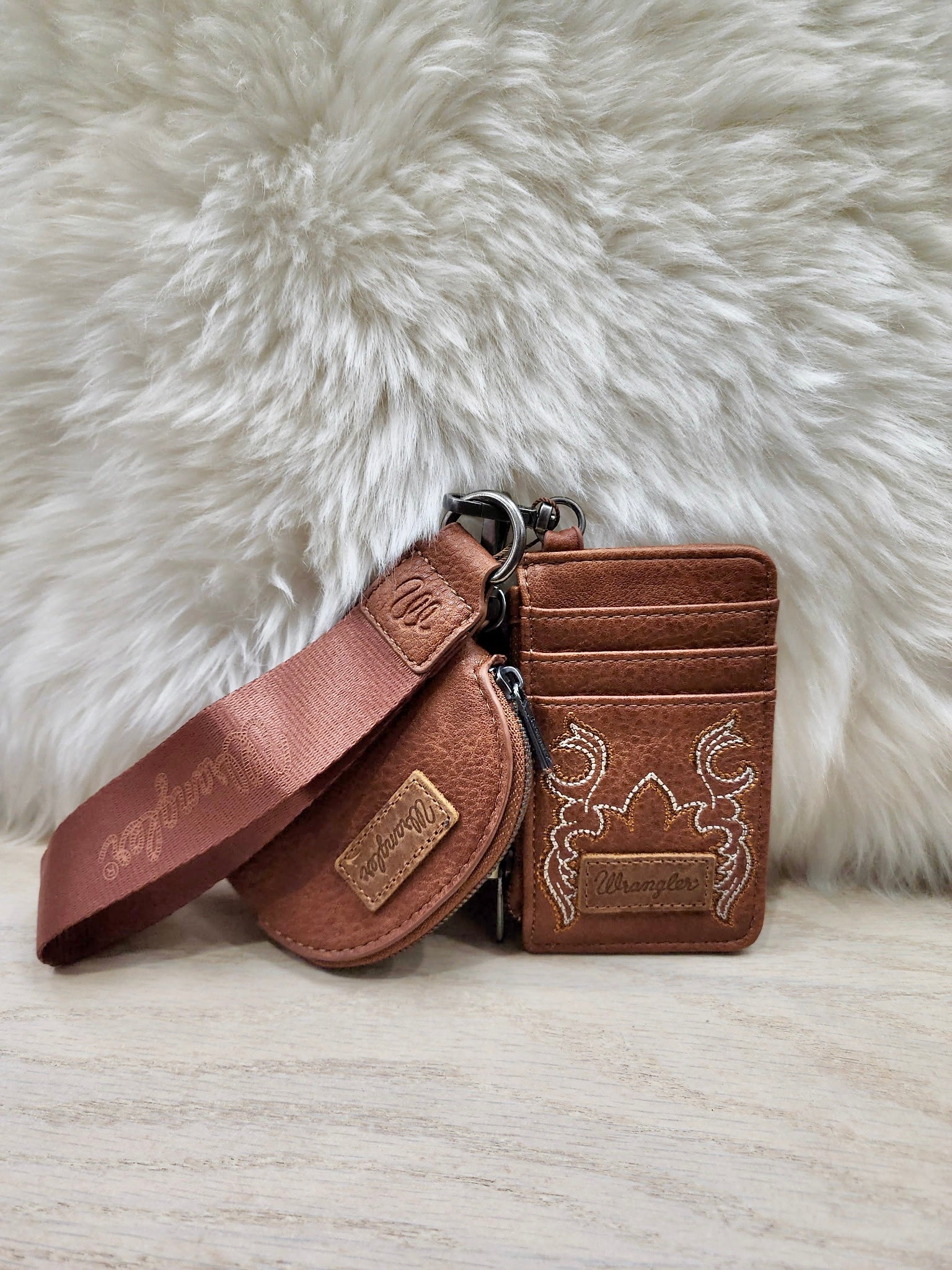 Wrangler Brown Boot stitch Card & Pouch Wristlet