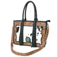 Hand Tooled Fringe Tote Crossbody Bag