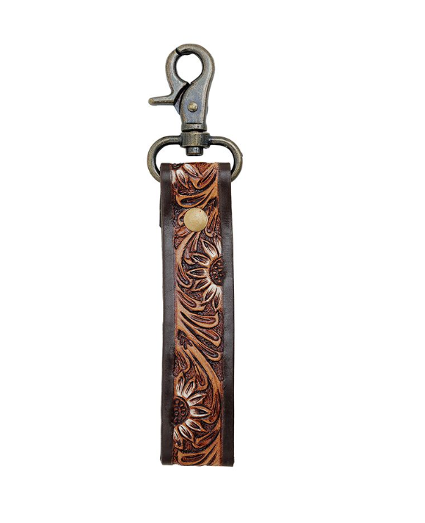 Floral Hand Tooled Leather Fob