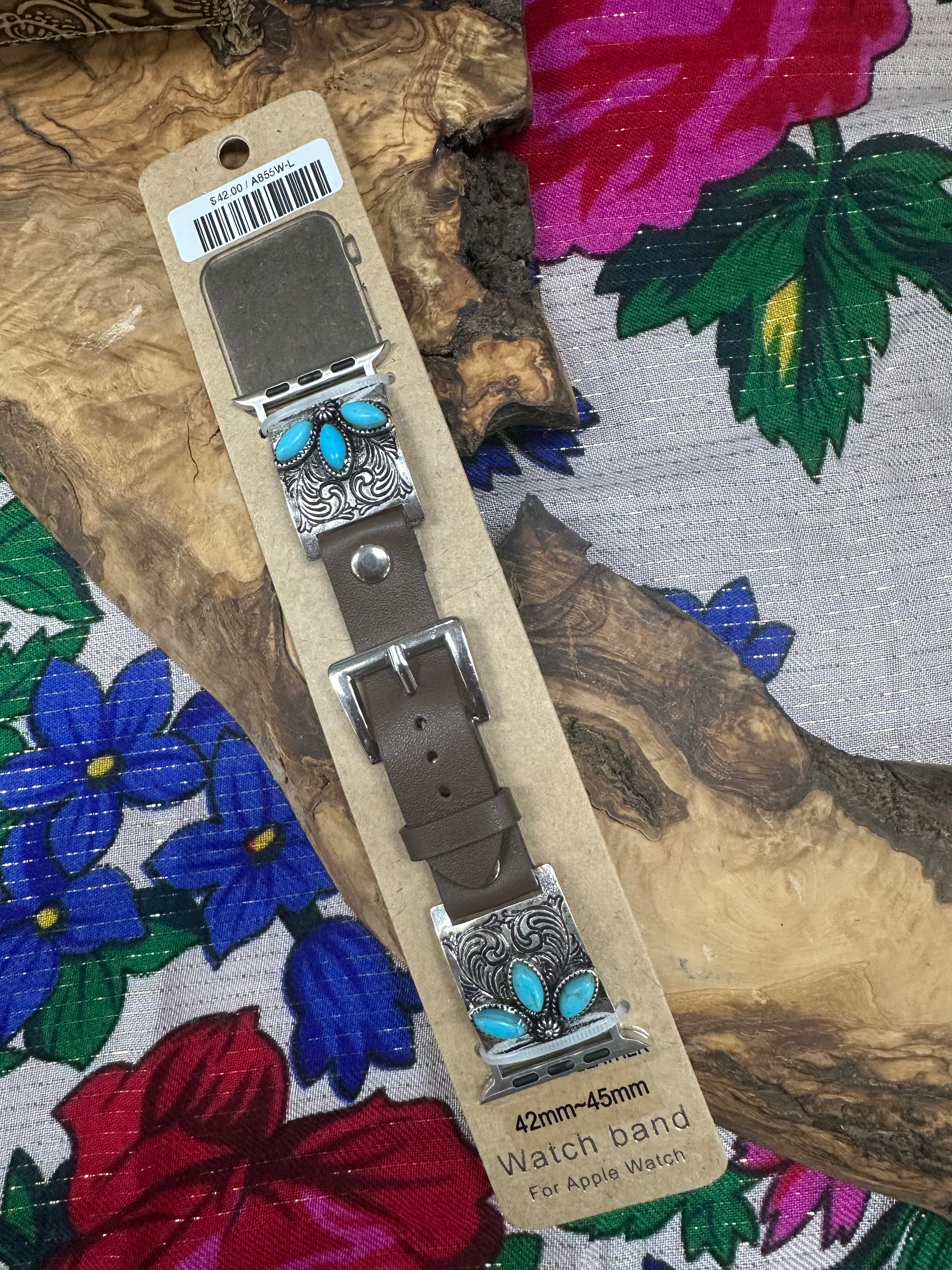Turquoise Half Cluster Scroll Watch Band