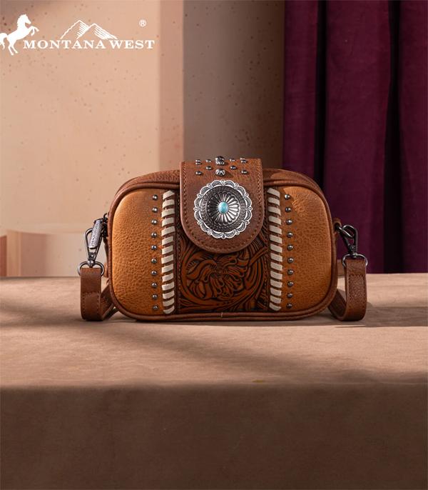 Montana West Brown Embossed Concho Crossbody