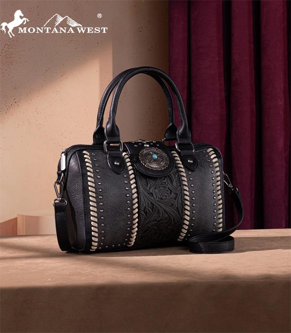 Montana West Black Embossed Satchel Bag