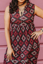 Burgundy Southwestern Tiered Dress