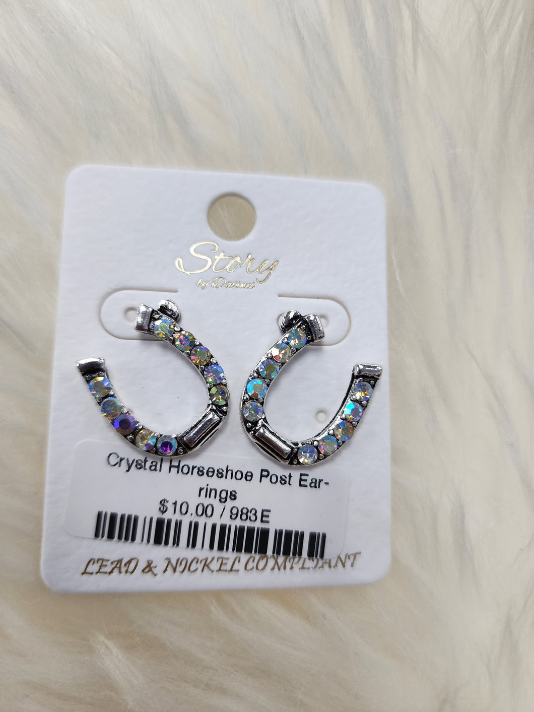 Crystal Horseshoe Post Earrings