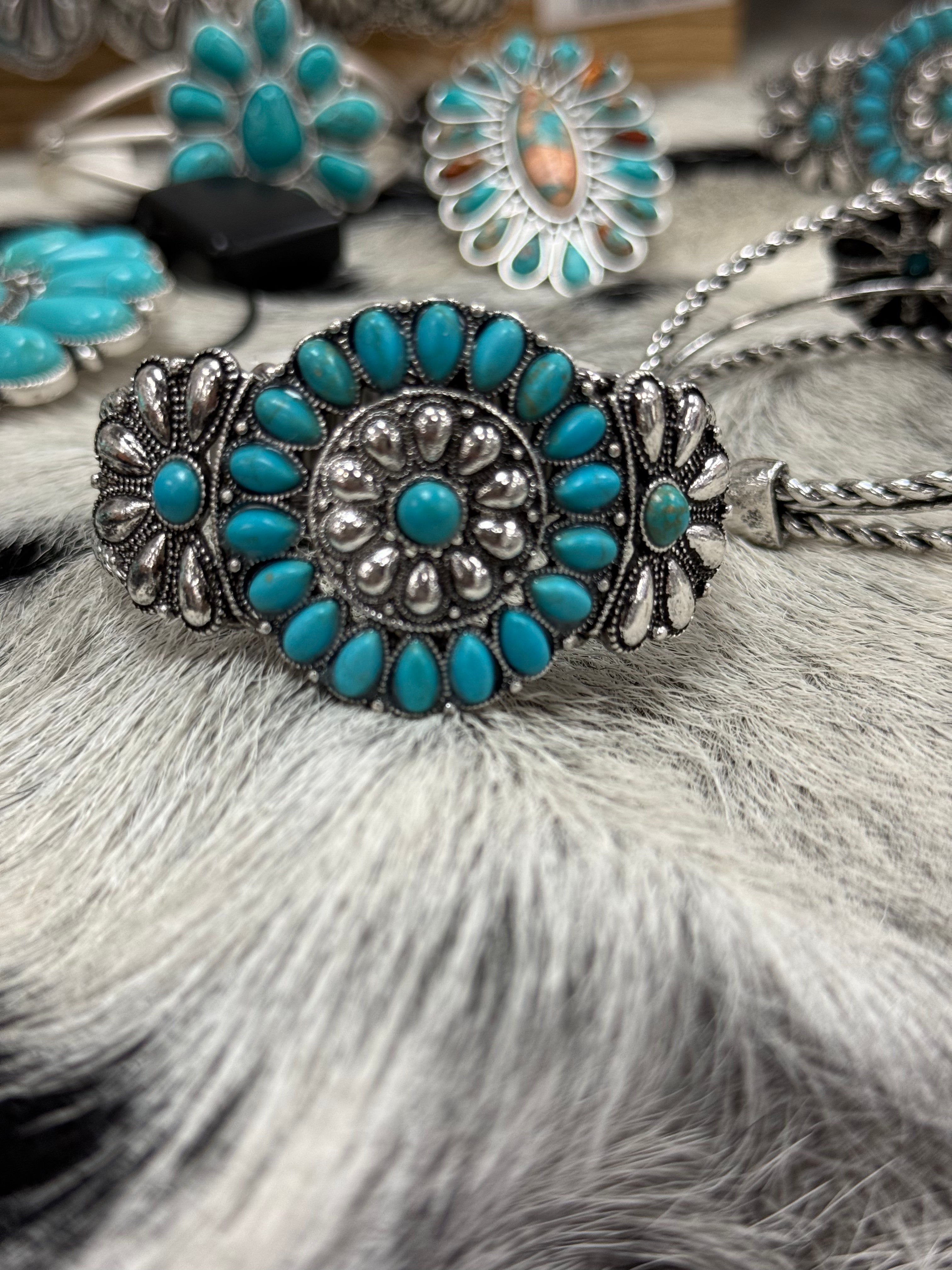 Turquoise Concho Cuff Bracelet