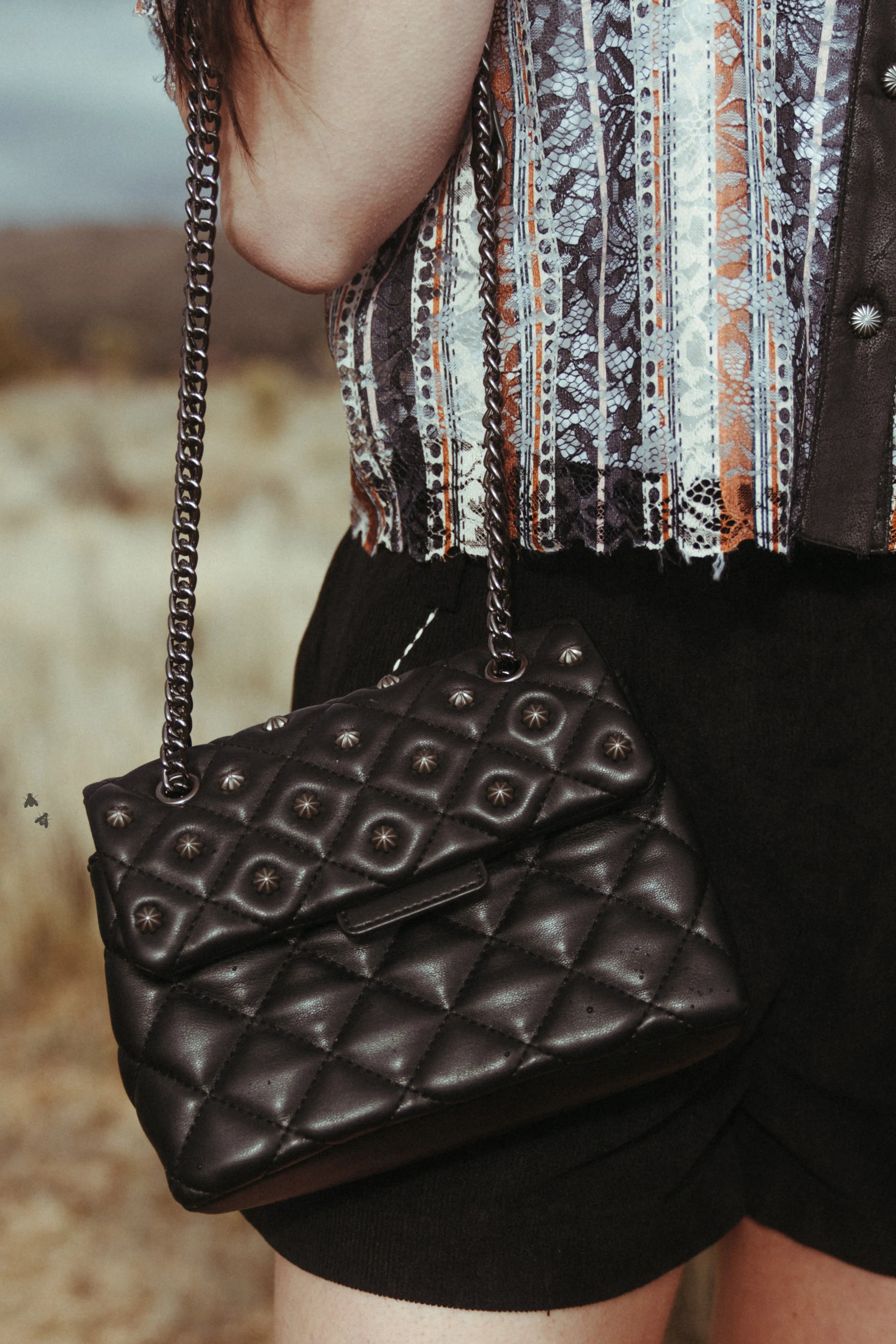 Quilted Concho Shoulder Bag