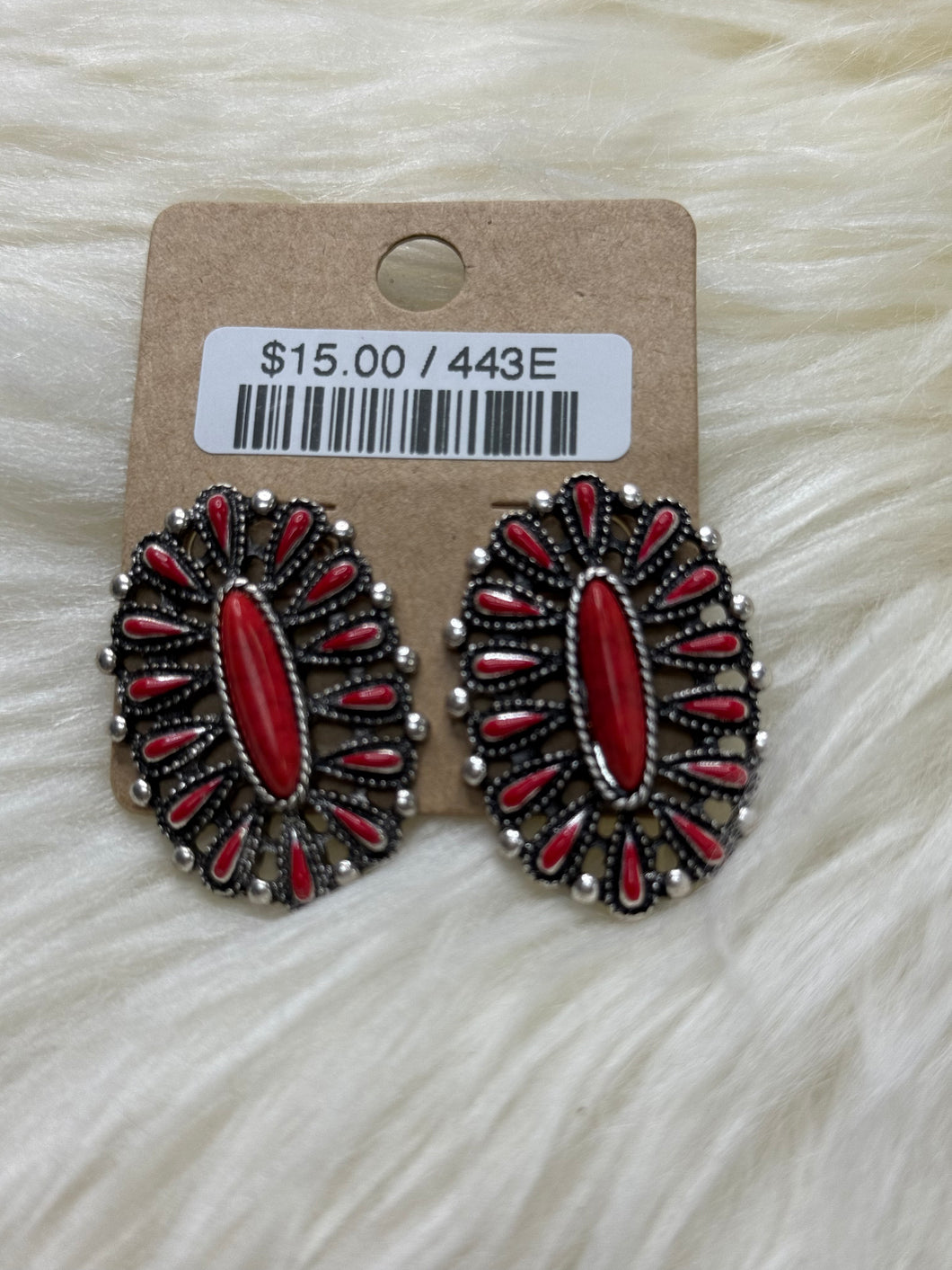 Coral Needlepoint Post Earrings