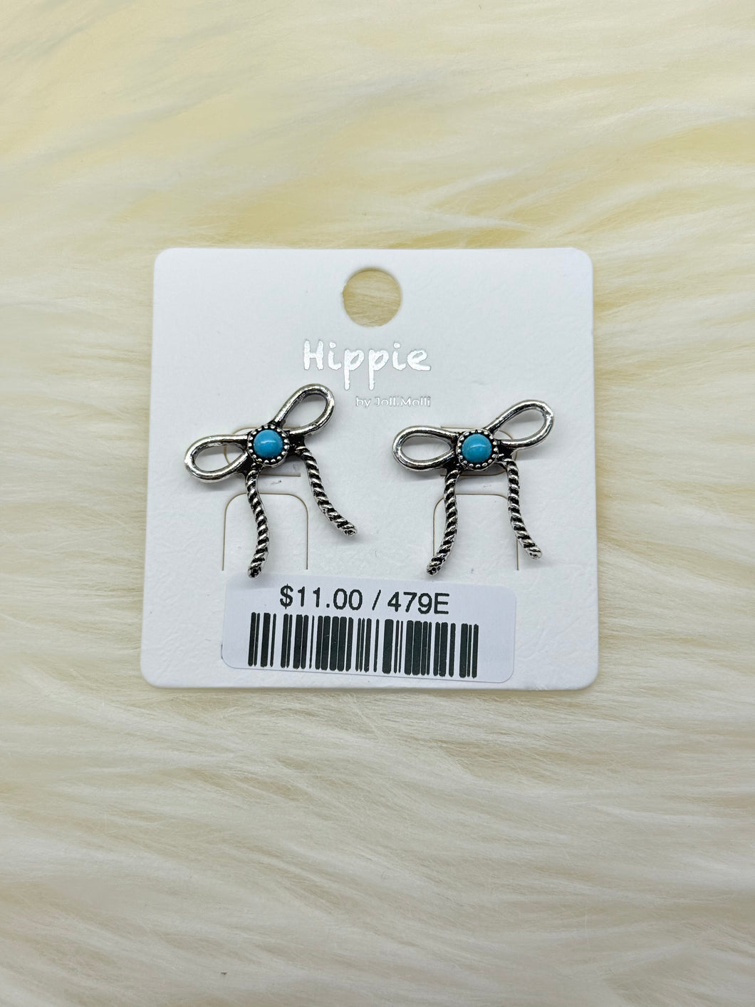 Silver Turquoise Ribbon Post Earrings