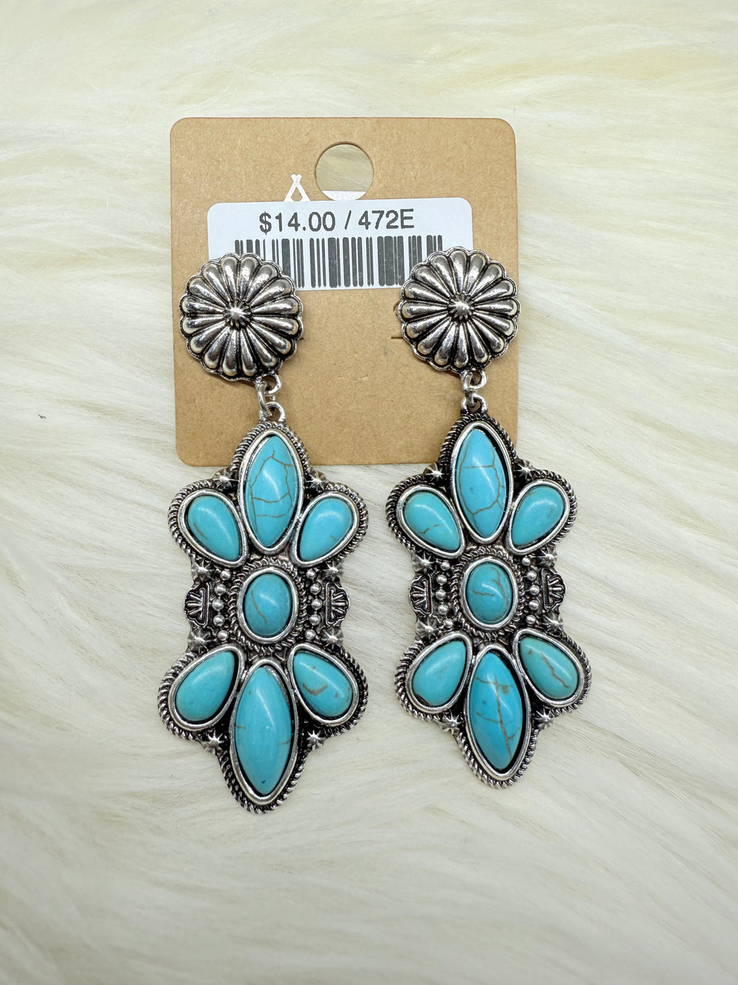Turquoise Ribbon Concho Post Earrings