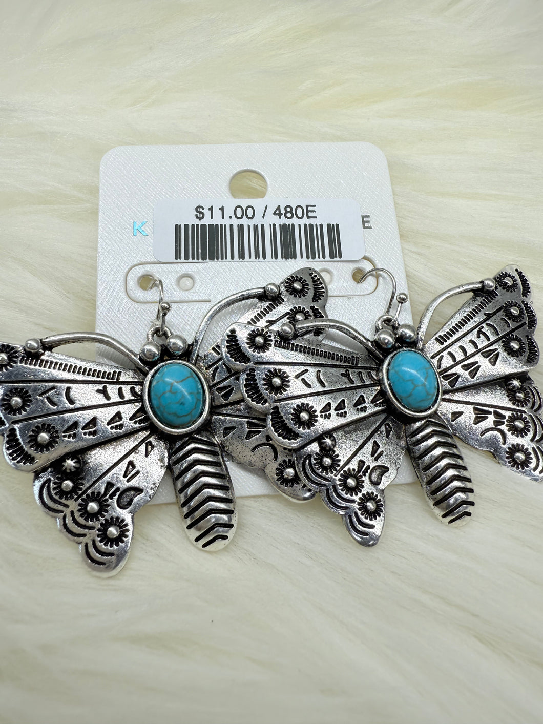 Turquoise Butterfly Fishhook Earrings