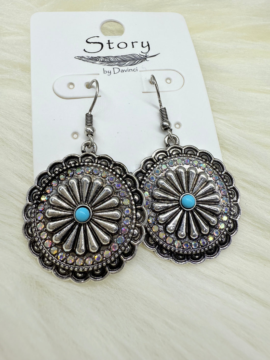 Crystal Concho Fishhook Earrings