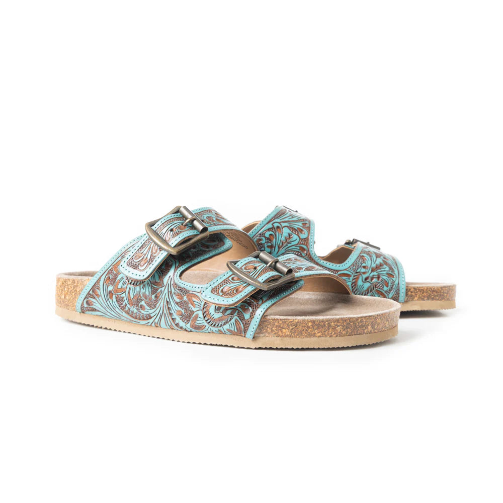 Turquoise Falling Feather Sandals
