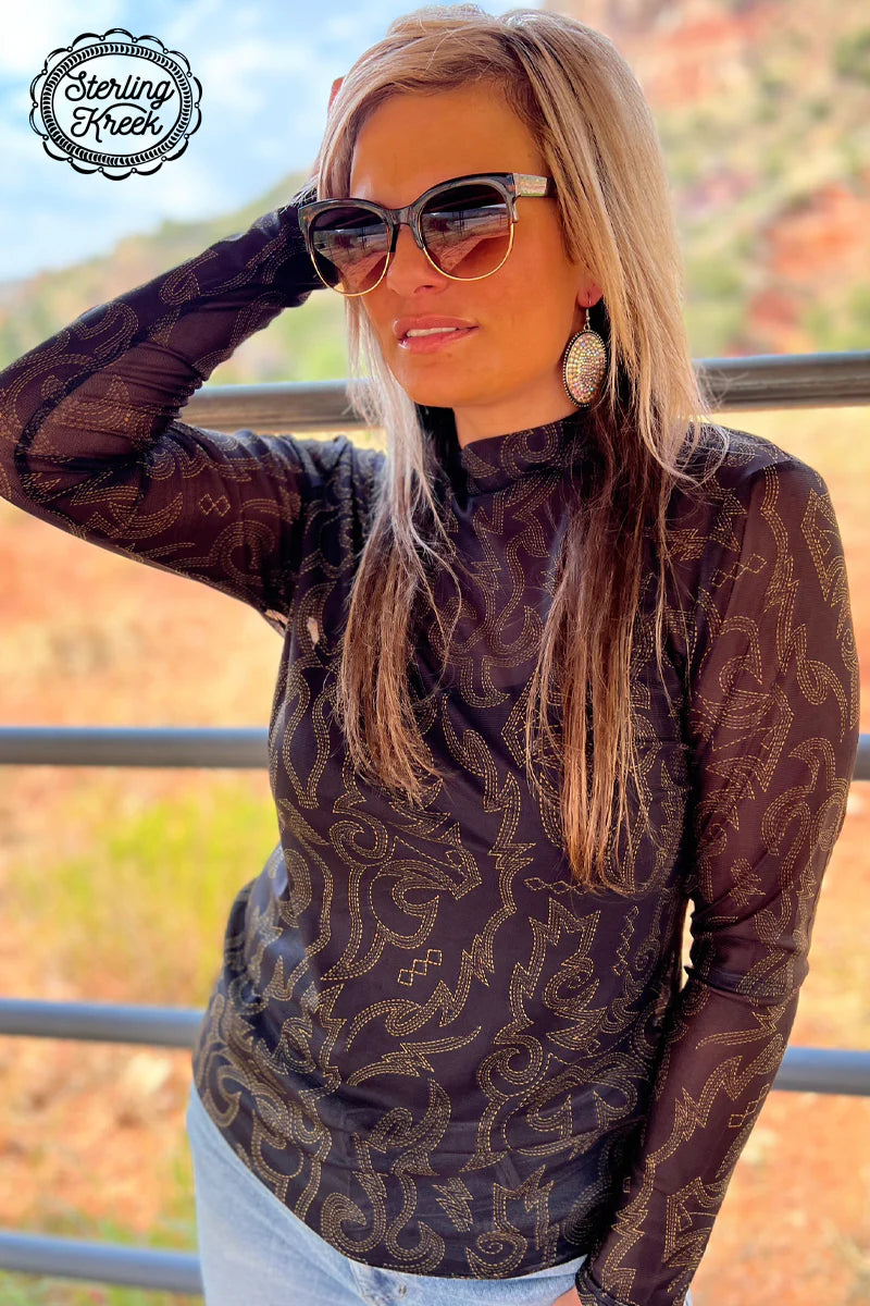 Bonfire Nights Gold Mesh Top