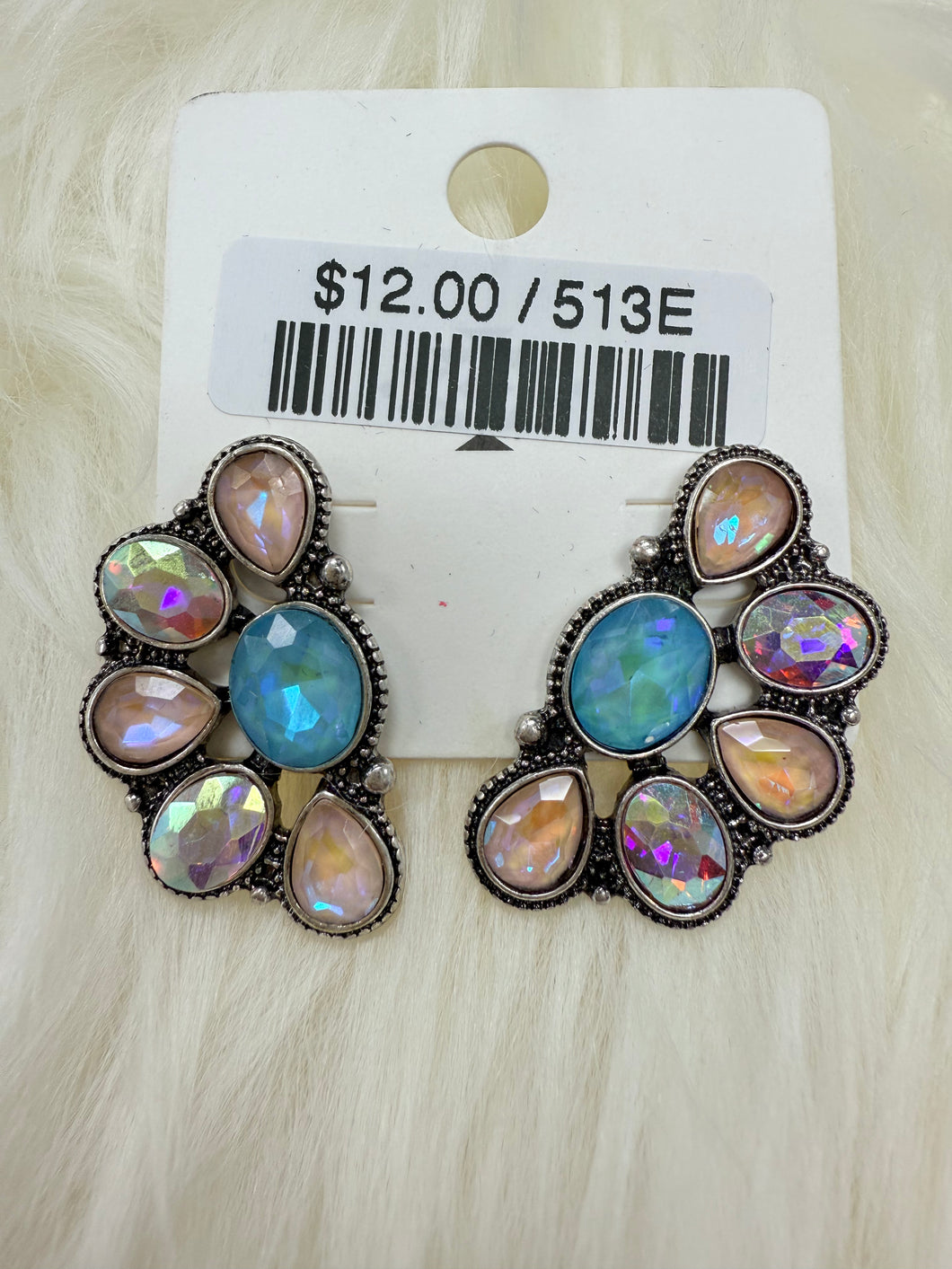Mutli Colored Crystal Post Earrings