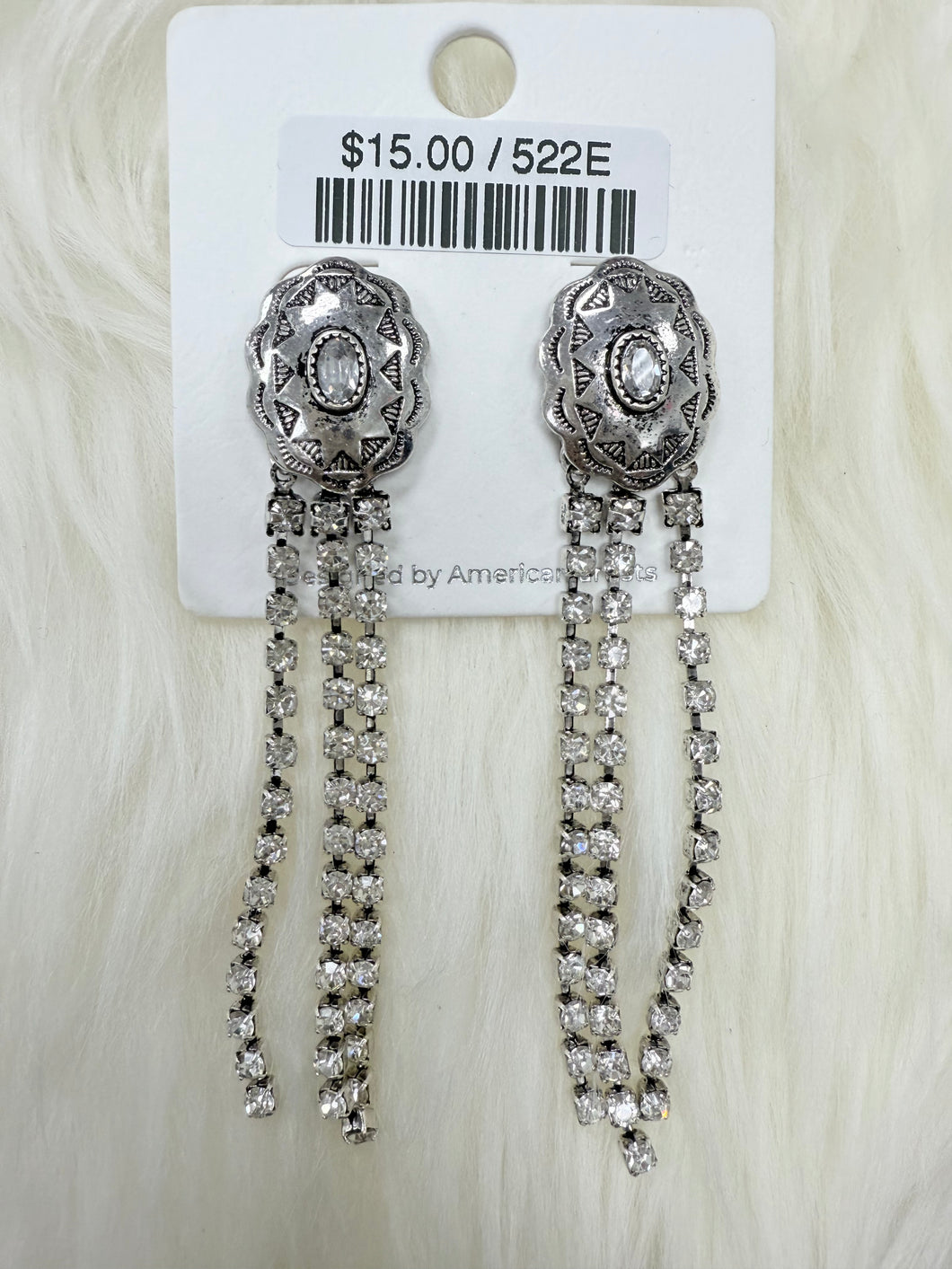 Crystal Fringe Concho Post Earrings