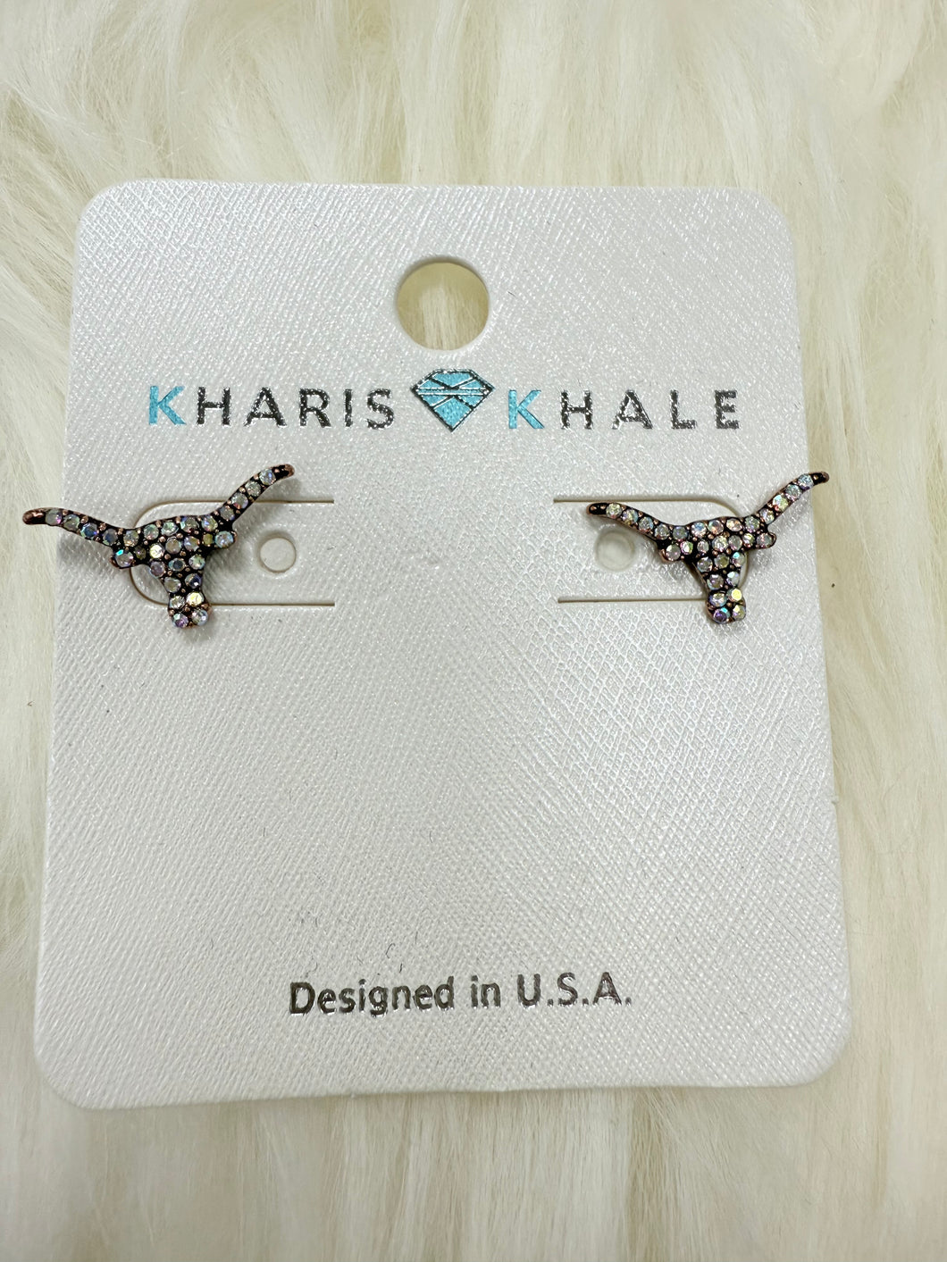 Rose Gold Long Horn Post Earrings