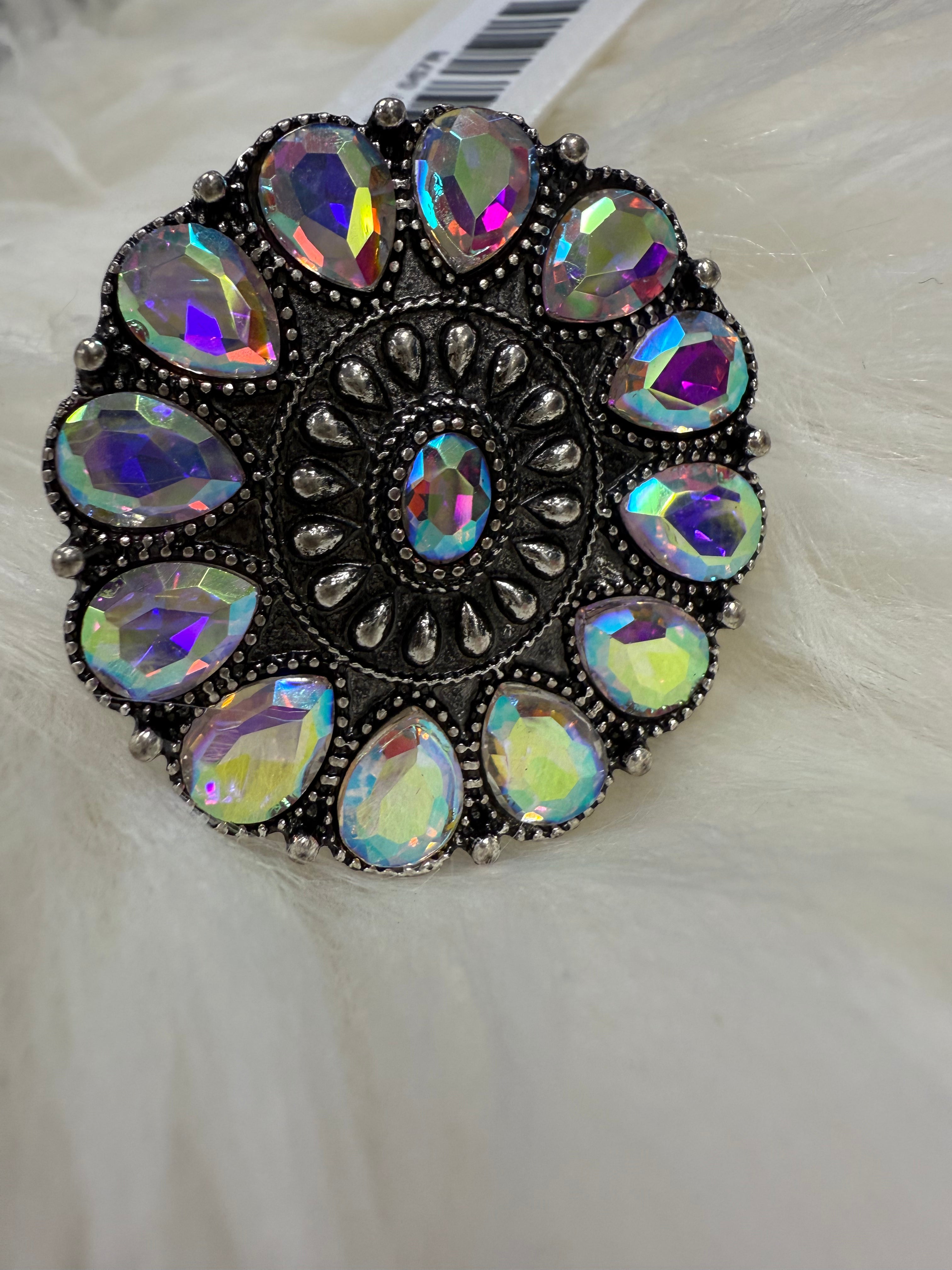 Multi Crystal Floral Cuff Ring