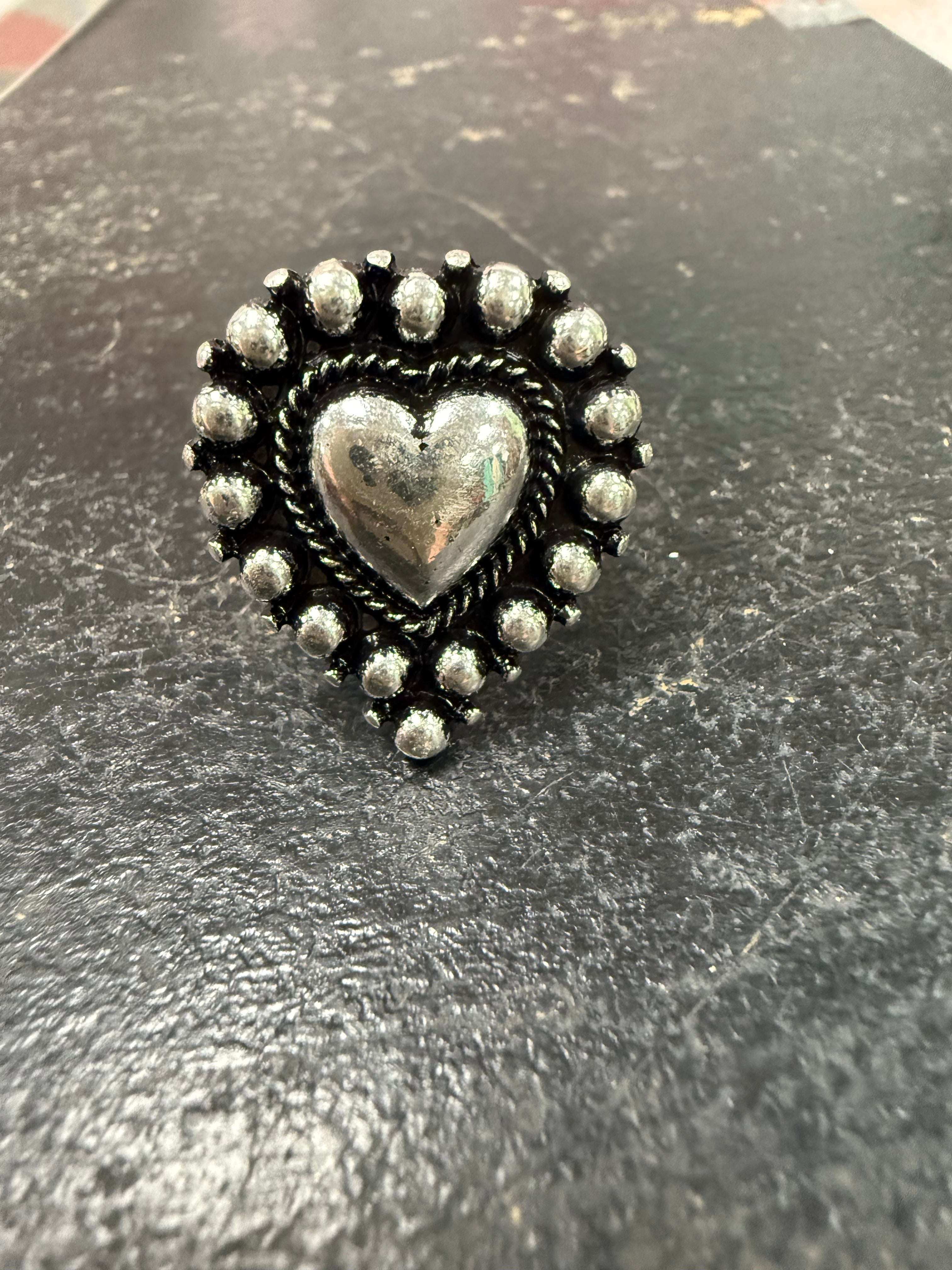 Heart Bead Cuff Ring