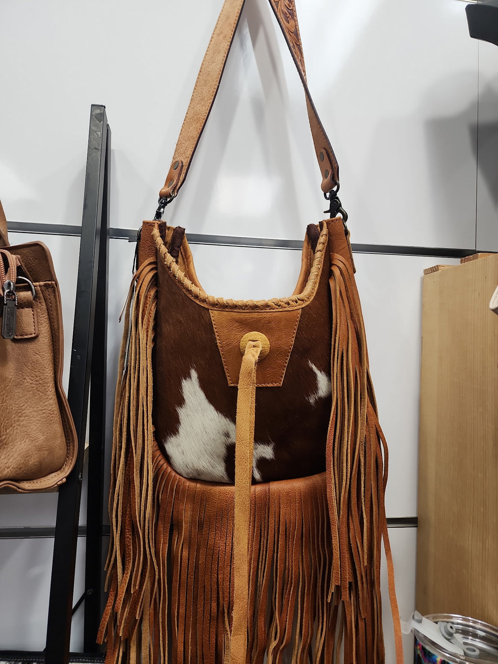 Leather Hair-On Cowhide Fringe Crossbody
