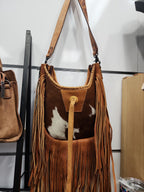 Leather Hair-On Cowhide Fringe Crossbody