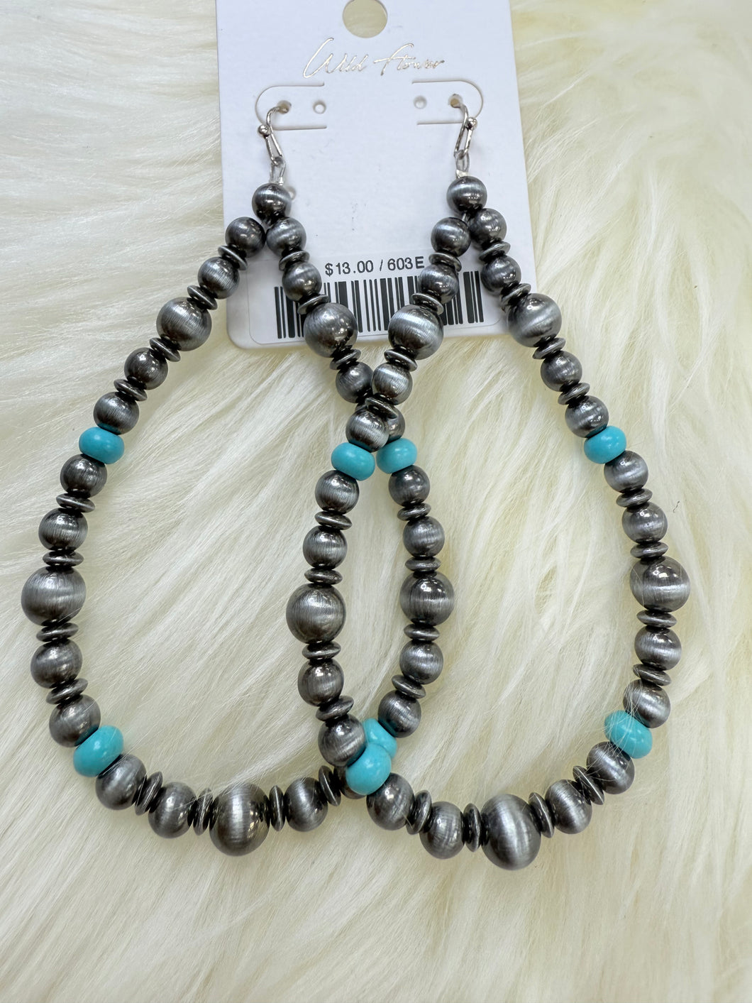 Turquoise Pearl Hoop Fishhook Earrings
