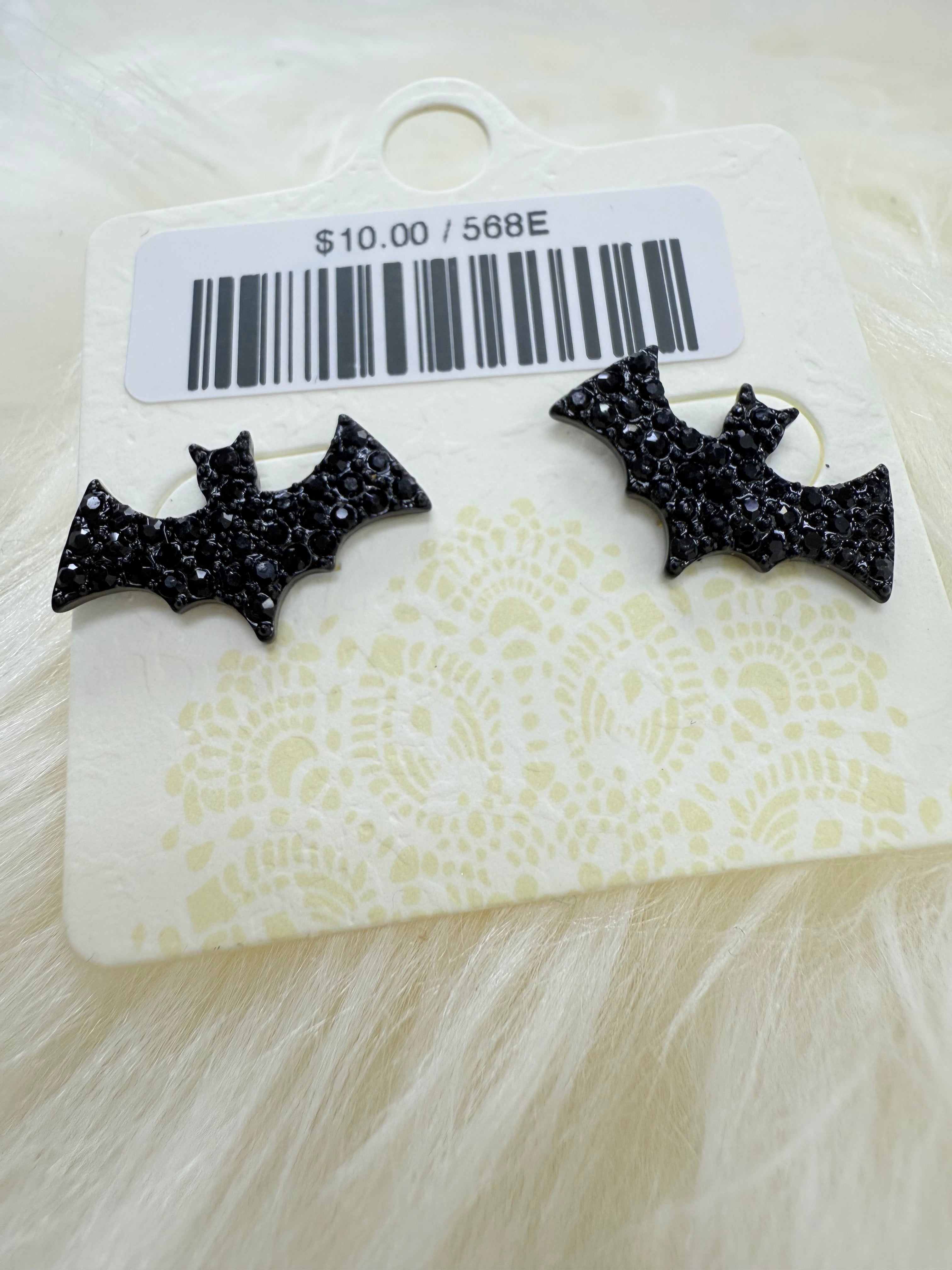 Bat Crystal Post Earrings