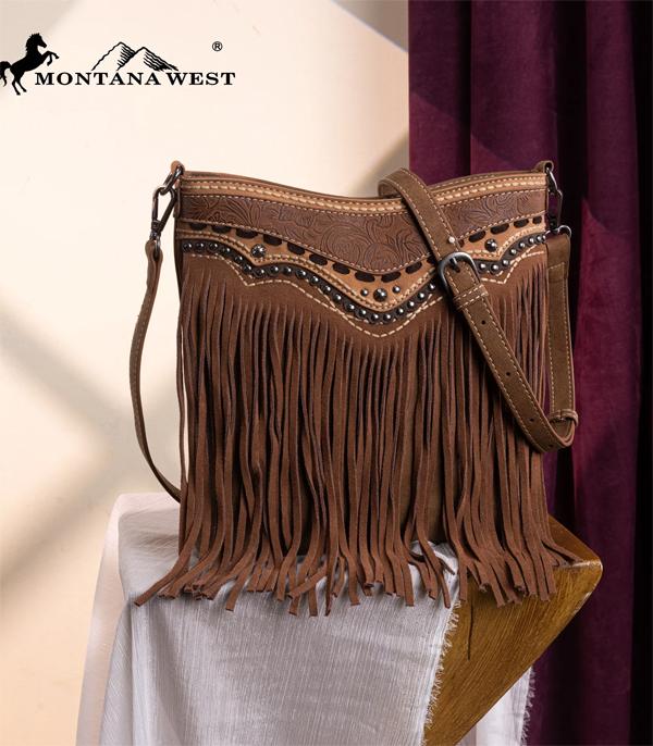 Montana West Brown Fringe Crossbody Purse