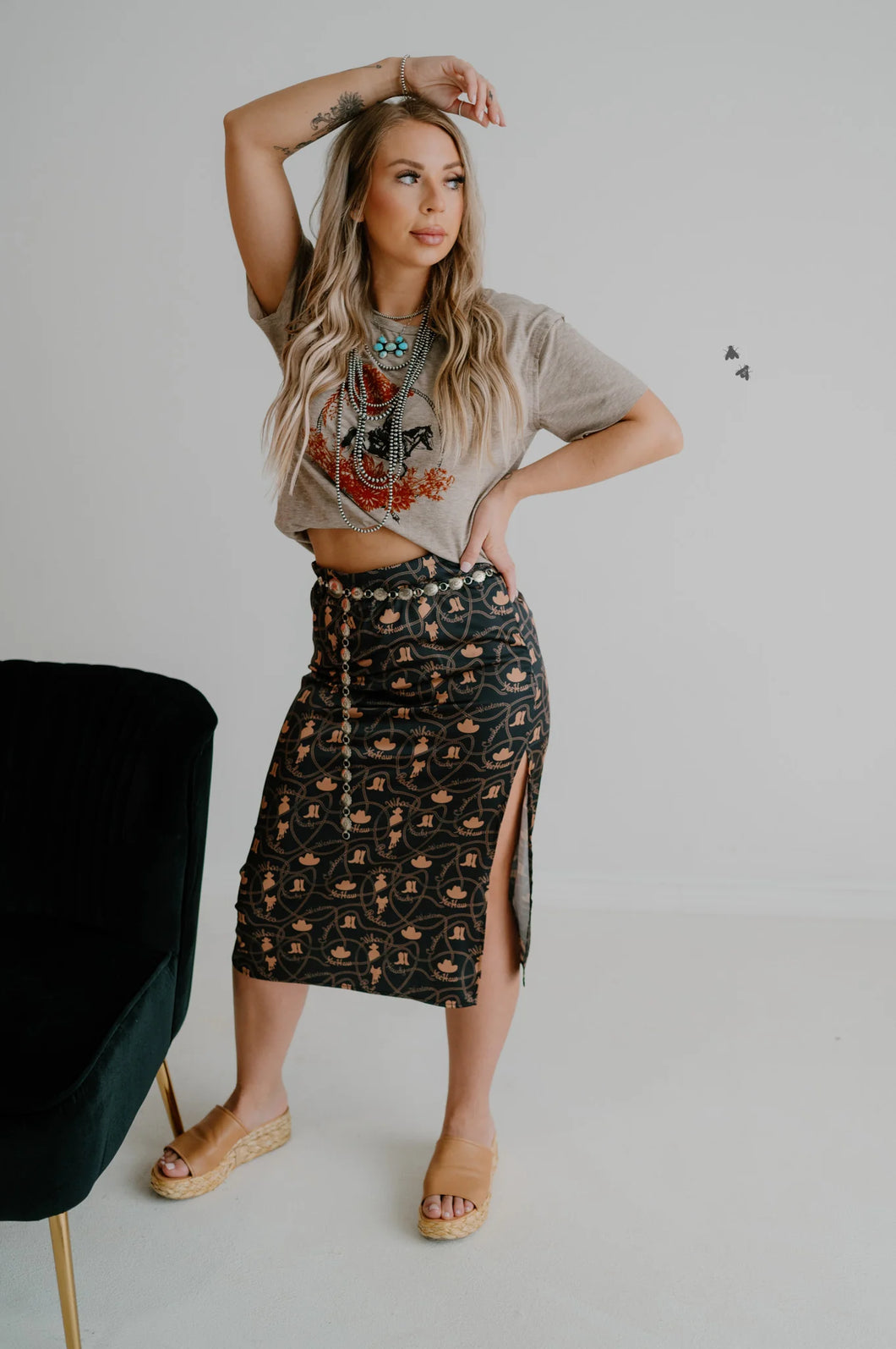 Howdy Partner Slit Skirt