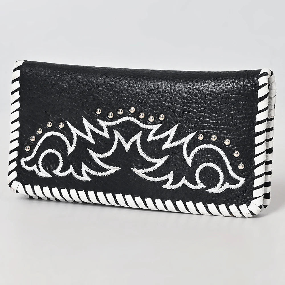 Leather Buckstitched Boot Wallet