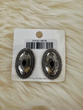 Black Stamped Concho Post Earrings