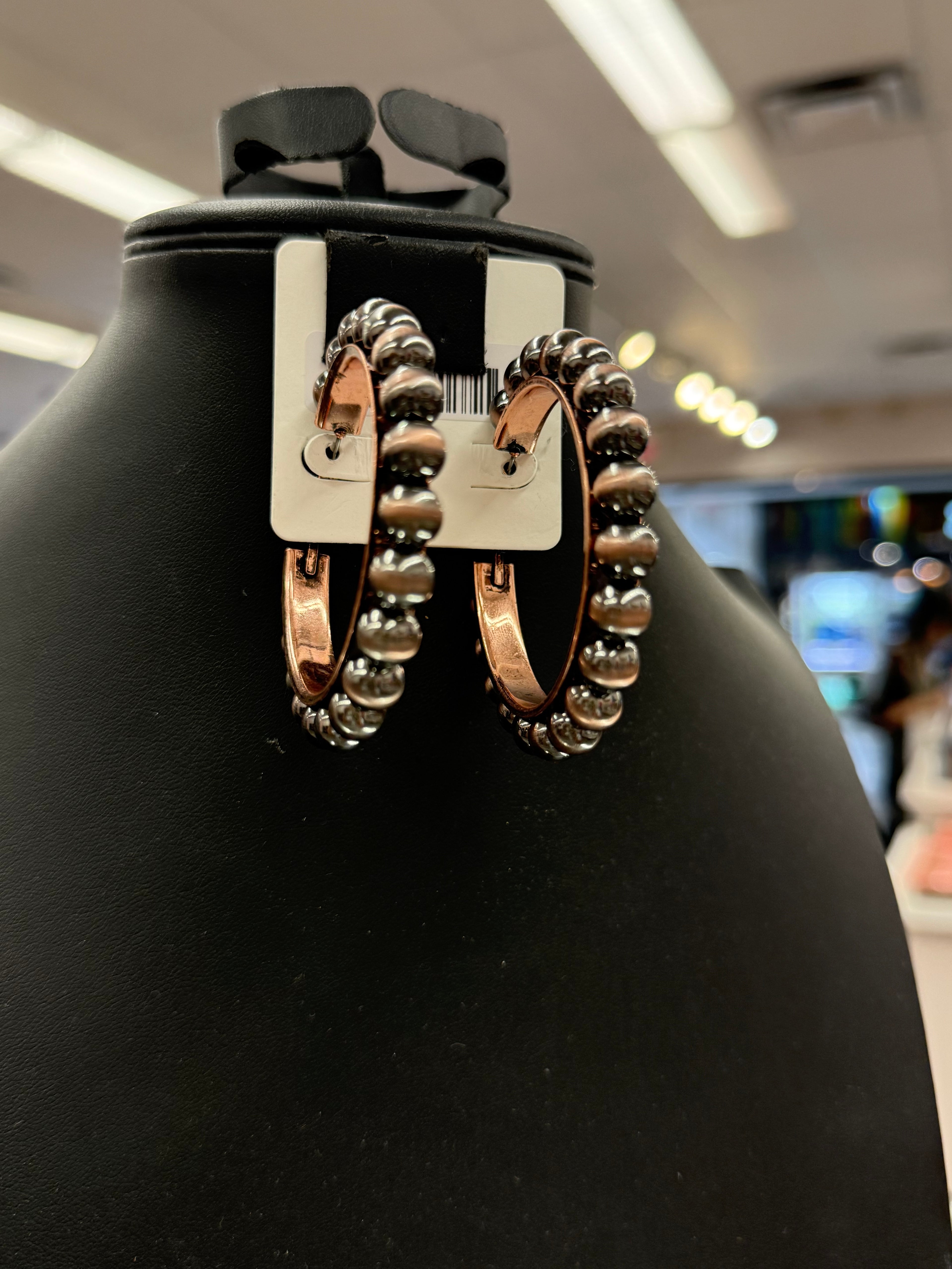 Coppertone Pearl Bead Hoop Earrings