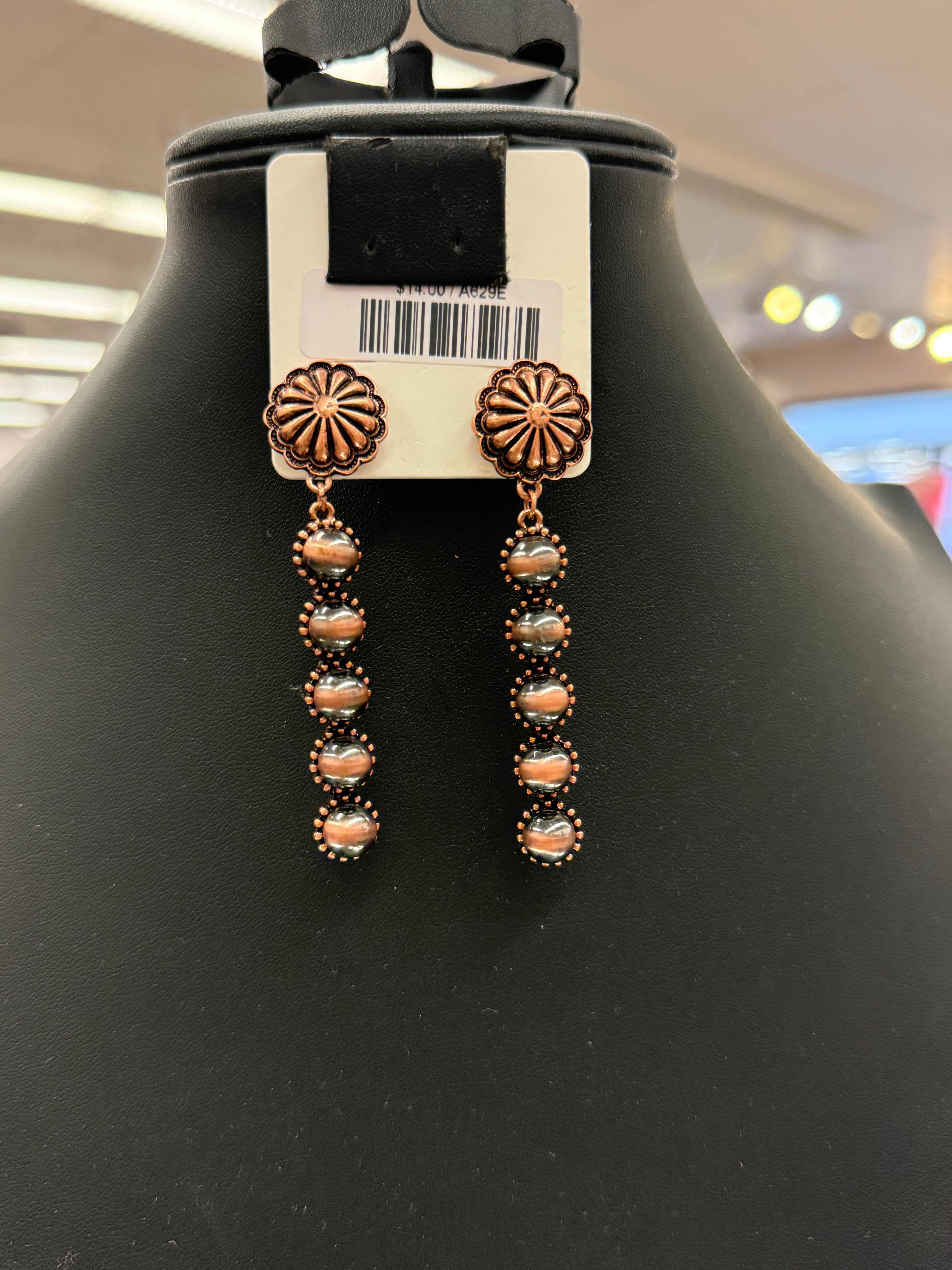Coppertone Pearl Bead Post Earrings
