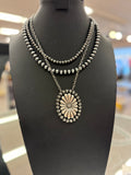 Stamped Concho Pendant Pearl Necklace