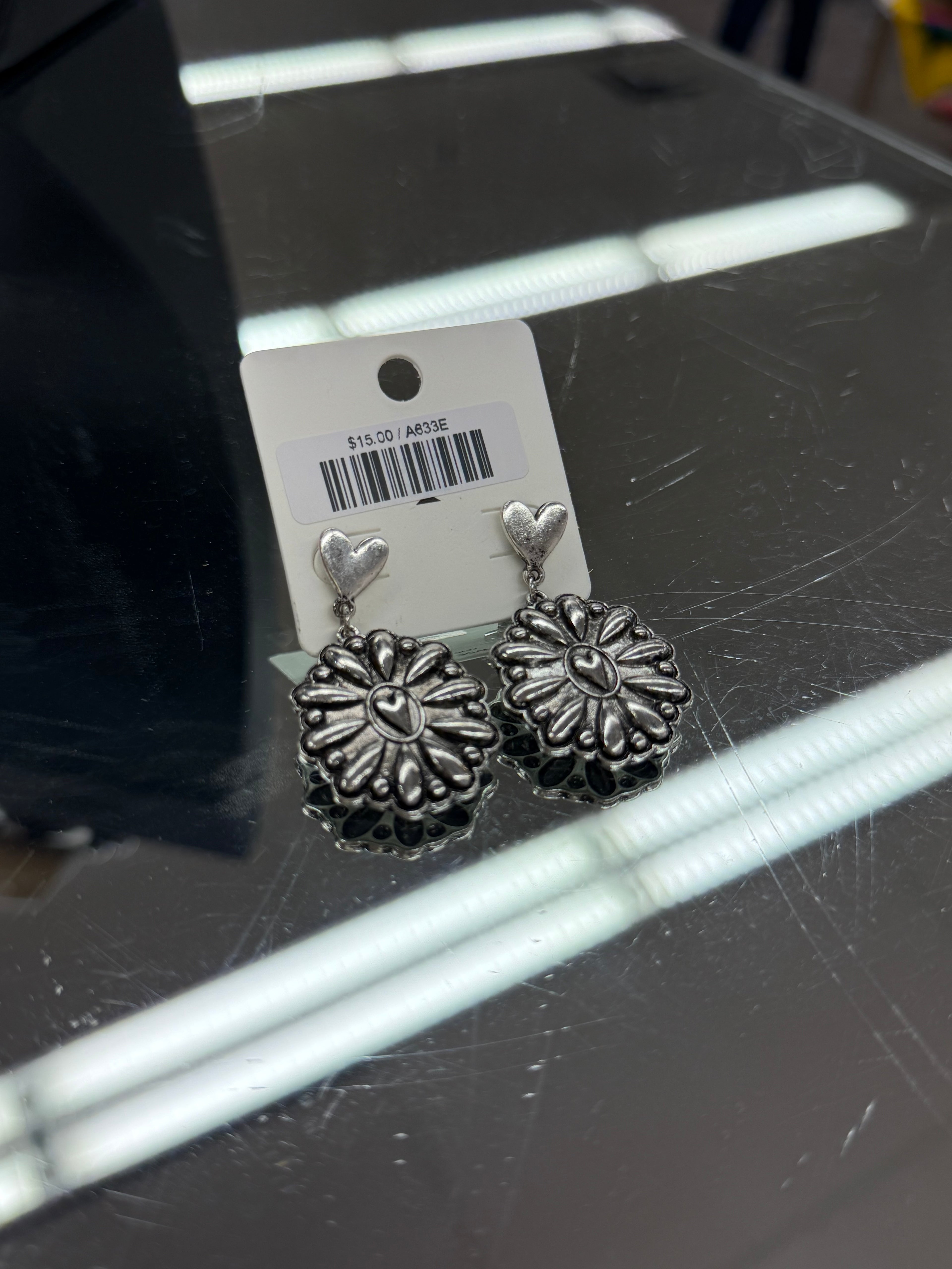 Silver Stamped Cluster Post Earrings