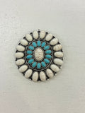 Turquoise/White Cluster Brooch Pin